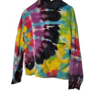 Colortone Tie-Dye Hooded Sweatshirt Size Small Pullover Hoodie Kangaroo Pocket